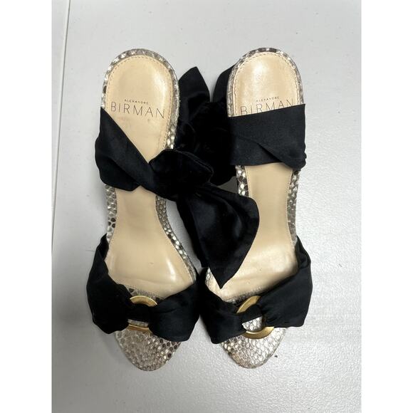 ALEXANDER BIRMAN Branca Silk & Python Ankle-Wrap Sandals Women's 36 $750 - Picture 2 of 16